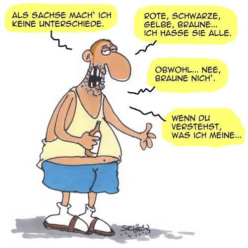 Cartoon: FAST keine Unterschiede... (medium) by Karsten Schley tagged rechtsextremismus,neonazis,gesellschaft,deutschland,sachsen,ostdeutschland,politik,demokratie,hass,gewalt,rassismus,rechtsextremismus,neonazis,gesellschaft,deutschland,sachsen,ostdeutschland,politik,demokratie,hass,gewalt,rassismus