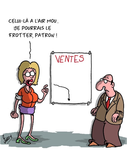 Cartoon: Flaccide (medium) by Karsten Schley tagged economie,ventes,profits,employeurs,employes,travail,femmes,hommes,economie,ventes,profits,employeurs,employes,travail,femmes,hommes