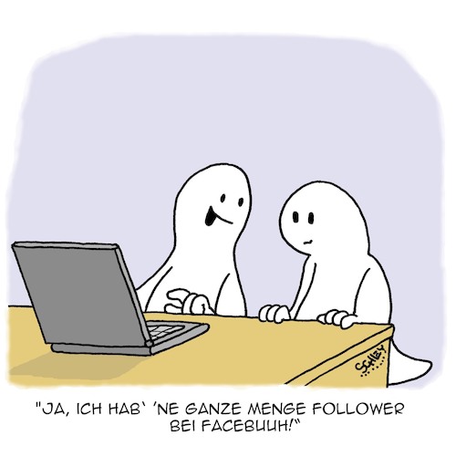 Cartoon: Follower (medium) by Karsten Schley tagged facebook,internet,computer,kommunikation,digitales,virtuell,medien,soziales,gesellschaft,facebook,internet,computer,kommunikation,digitales,virtuell,medien,soziales,gesellschaft