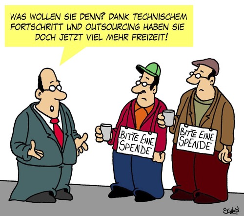 Cartoon: Freizeit (medium) by Karsten Schley tagged arbeit,outsourcing,fortschritt,technik,jobs,geld,arbeitslosigkeit,arbeitgeber,arbeitnehmer,wirtschaft,business,arbeit,outsourcing,fortschritt,technik,jobs,geld,arbeitslosigkeit,arbeitgeber,arbeitnehmer,wirtschaft,business