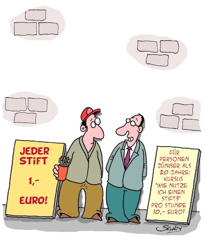Cartoon: Für die Jugend! (medium) by Karsten Schley tagged verkäufer,business,unterricht,bildung,technik,verkäufer,business,unterricht,bildung,technik