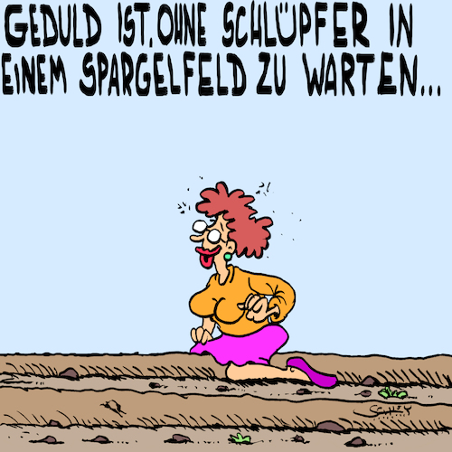 Cartoon: Geduld (medium) by Karsten Schley tagged ernährung,spargel,jahreszeiten,landwirtschaft,saison,kochen,frauen,ernährung,spargel,jahreszeiten,landwirtschaft,saison,kochen,sex,frauen