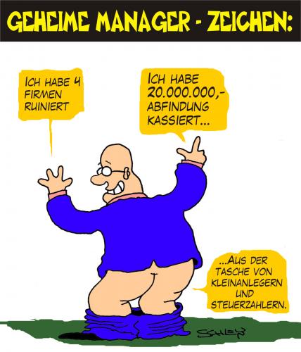 Cartoon: Geheime Manager-Zeichen (medium) by Karsten Schley tagged business,geld,wirtschaft,manager