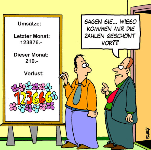 Cartoon: Geschönte Zahlen (medium) by Karsten Schley tagged wirtschaft,finanzen,wirtschaftskrise,finanzkrise,gesellschaft,geld,wirtschaft,finanzen,wirtschaftskrise,finanzkrise,gesellschaft,geld