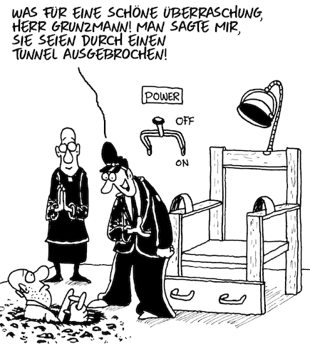 Cartoon: Getunnelt (medium) by Karsten Schley tagged gefängnisse,flucht,ausbruch,justiz,todesstrafe,politik,gesellschaft,gefängnisse,flucht,ausbruch,justiz,todesstrafe,politik,gesellschaft