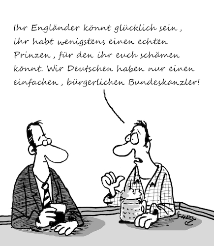 Cartoon: Glückliche Engländer (medium) by Karsten Schley tagged politik,adel,royals,scholz,monarchie,klatschpresse,bundeskanzler,uk,deutschland,gesellschaft,politik,adel,royals,scholz,monarchie,klatschpresse,bundeskanzler,uk,deutschland,gesellschaft