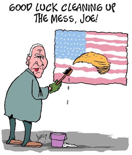 Cartoon: Good Luck Joe (medium) by Karsten Schley tagged usa,elections,biden,trump,split,republicans,democrats,politics,social,issues,usa,elections,biden,trump,split,republicans,democrats,politics,social,issues