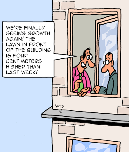 Cartoon: Growth!!! (medium) by Karsten Schley tagged economy,finance,growth,politics,profits,jobs,trade,business,success,society,economy,finance,growth,politics,profits,jobs,trade,business,success,society