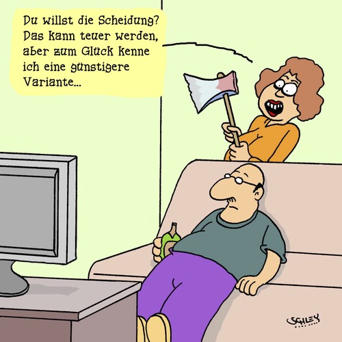 Cartoon: Günstig (medium) by Karsten Schley tagged ehe,scheidung,trennung,rechtsanwälte,geld,beziehungen,männer,frauen,ehe,scheidung,trennung,rechtsanwälte,geld,beziehungen,männer,frauen