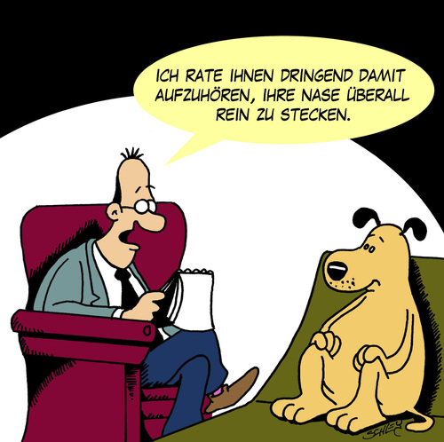 Cartoon: Guter Rat (medium) by Karsten Schley tagged psychologie,tiere,hunde,gesundheit,tierpsychologie,psychiatrie,psychologie,tiere,hunde,gesundheit,tierpsychologie,psychiatrie