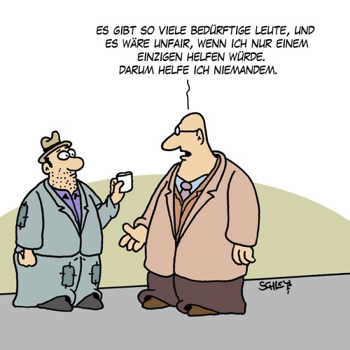 Cartoon: Helfen in der Not (medium) by Karsten Schley tagged soziales,gesellschaft,armut,reichtum,geld,deutschland,soziales,gesellschaft,armut,reichtum,geld,deutschland