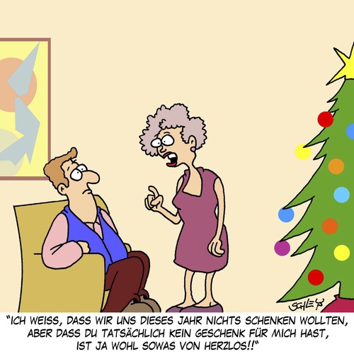 Cartoon: HERZLOS!! (medium) by Karsten Schley tagged weihnachten,geschenke,männer,frauen,ehe,liebe,weihnachtsgeschenke,beziehungen,versprechen,feiertage,christentum,kirche,weihnachten,geschenke,männer,frauen,ehe,liebe,weihnachtsgeschenke,beziehungen,versprechen,feiertage,christentum,kirche