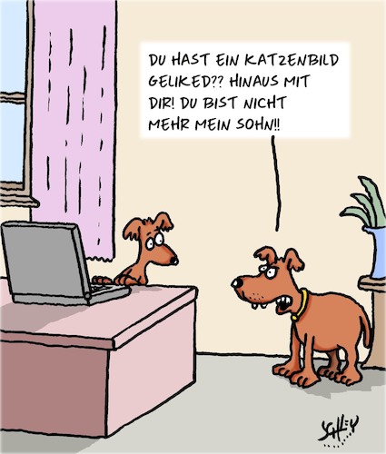 Cartoon: Hinaus!! (medium) by Karsten Schley tagged eltern,kinder,familie,internet,technologie,facebook,hunde,katzen,eltern,kinder,familie,internet,technologie,facebook,hunde,katzen