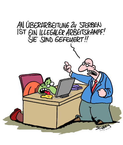 Cartoon: Illegal!! (medium) by Karsten Schley tagged arbeit,arbeitgeber,arbeitnehmer,stress,arbeitskampf,kapitalismus,ausbeutung,arbeitsbelastung,wirtschaft,business,gesellschaft,tod,arbeit,arbeitgeber,arbeitnehmer,stress,arbeitskampf,kapitalismus,ausbeutung,arbeitsbelastung,wirtschaft,business,gesellschaft,tod