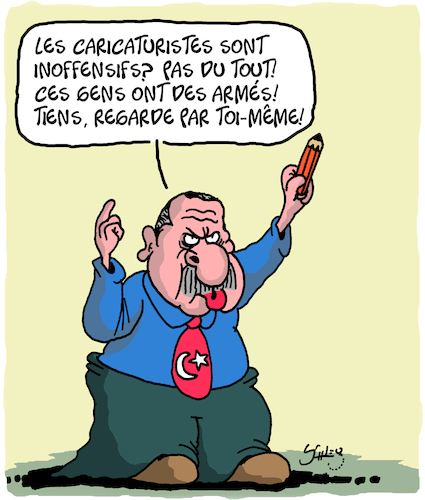 Cartoon: Ils sont armes! (medium) by Karsten Schley tagged turquie,erdogan,caricaturistes,liberte,de,la,presse,politique,turquie,erdogan,caricaturistes,liberte,de,la,presse,politique