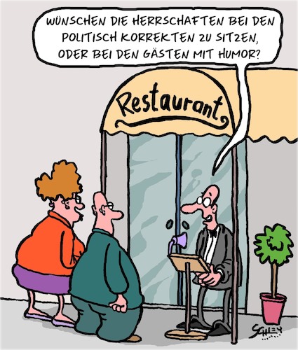 Cartoon: Im Restaurant (medium) by Karsten Schley tagged gastronomie,meinungsfreiheit,politische,korrektheit,humor,politik,medien,kunst,gesellschaft,gastronomie,meinungsfreiheit,politische,korrektheit,humor,politik,medien,kunst,gesellschaft