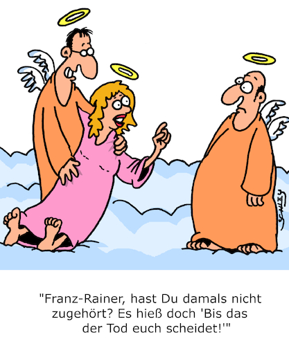 Cartoon: Immer gut zuhören! (medium) by Karsten Schley tagged liebe,tod,männer,frauen,himmel,seitensprung,ehe,heirat,beziehungen,liebe,tod,männer,frauen,himmel,seitensprung,ehe,heirat,beziehungen