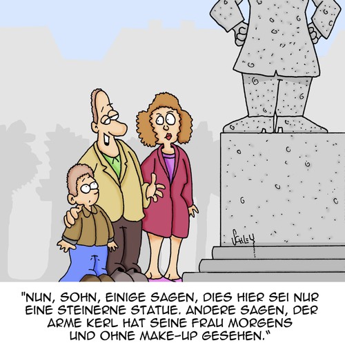Cartoon: In Stein gemeisselt... (medium) by Karsten Schley tagged männer,frauen,familien,schönheit,kosmetik,makeup,beauty,männer,frauen,familien,schönheit,kosmetik,makeup,beauty