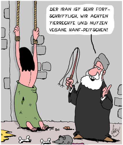 Cartoon: Iran (medium) by Karsten Schley tagged iran,religion,geistliche,folter,islam,menschenrechte,politik,justiz,wirtschaft,europa,frauen,gesellschaft,iran,religion,geistliche,folter,islam,menschenrechte,politik,justiz,wirtschaft,europa,frauen,gesellschaft