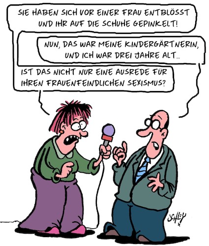 Cartoon: Journalismus (medium) by Karsten Schley tagged journalismus,sexismus,frauenfeindlichkeit,interviews,politiker,vergangenheit,tendenzjournalismus,woke,gesellschaft,medien,journalismus,sexismus,frauenfeindlichkeit,interviews,politiker,vergangenheit,tendenzjournalismus,woke,gesellschaft,medien