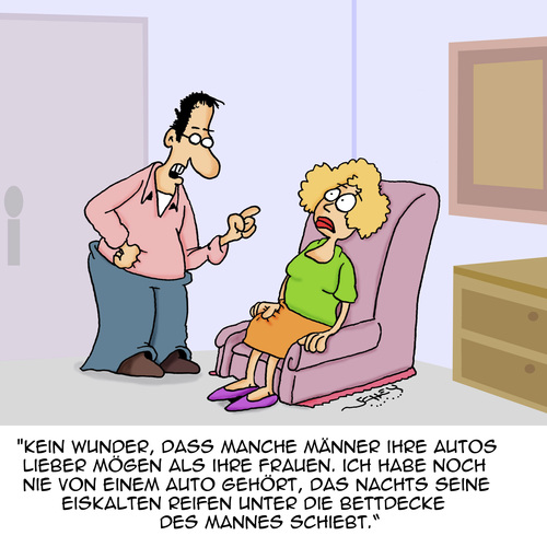 Cartoon: Kalt!!! (medium) by Karsten Schley tagged ehe,beziehungen,männer,frauen,liebe,temperaturen,familien,autos,ehe,beziehungen,männer,frauen,liebe,temperaturen,familien,autos