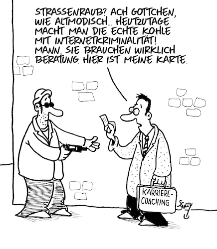 Cartoon: Karriere-Coaching (medium) by Karsten Schley tagged karriere,internet,internetkriminalität,verbrechen,beratung,coaching,business,profite,technik,gesellschaft,karriere,internet,internetkriminalität,verbrechen,beratung,coaching,business,profite,technik,gesellschaft