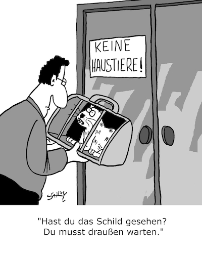 Cartoon: Keine Haustiere! (medium) by Karsten Schley tagged tiere,haustiere,verbote,natur,hausordnung,gesetze,gesellschaft,tiere,haustiere,verbote,natur,hausordnung,gesetze,gesellschaft