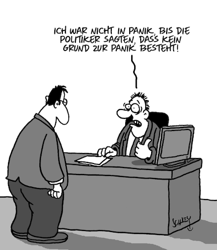 Cartoon: Keine Panik! (medium) by Karsten Schley tagged wirtschaft,business,banken,bankenkrise,börsenkurse,aktien,investitionen,panik,politik,politiker,gesellschaft,wirtschaft,business,banken,bankenkrise,börsenkurse,aktien,investitionen,panik,politik,politiker,gesellschaft