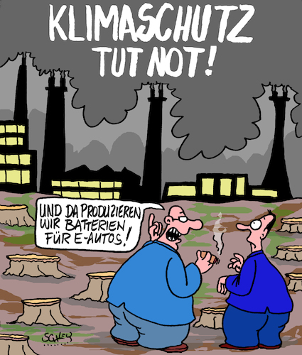 Cartoon: Klimaschutz... (medium) by Karsten Schley tagged elektroautos,klima,umwelt,umweltverschmutzung,batterien,akkus,wälder,wetter,temperaturen,business,wirtschaft,profite,politik,kapitalismus,gesellschaft,deutschland,europa,elektroautos,klima,umwelt,umweltverschmutzung,batterien,akkus,wälder,wetter,temperaturen,business,wirtschaft,profite,politik,kapitalismus,gesellschaft,deutschland,europa