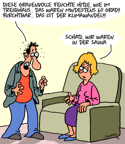 Cartoon: Klimawandel!!! (medium) by Karsten Schley tagged klimawandel,hysterie,panikmache,medien,wissenschaft,temperaturen,politik,gesellschaft,klimawandel,hysterie,panikmache,medien,wissenschaft,temperaturen,politik,gesellschaft