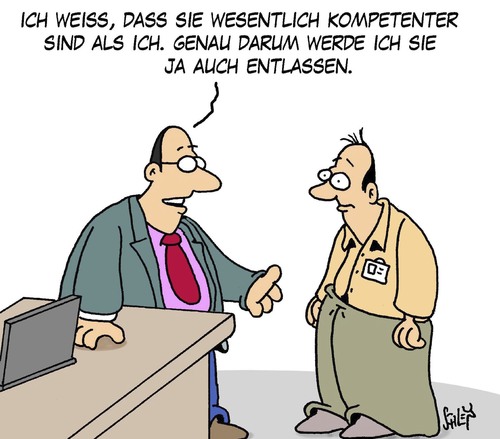 Cartoon: Kompetenz (medium) by Karsten Schley tagged arbeit,arbeitgeber,arbeitnehmer,manager,management,kompetenz,mitarbeiterführung,motivation,führungskräfte,entlassungen,arbeitslosigkeit,arbeit,arbeitgeber,arbeitnehmer,manager,management,kompetenz,mitarbeiterführung,motivation,führungskräfte,entlassungen,arbeitslosigkeit