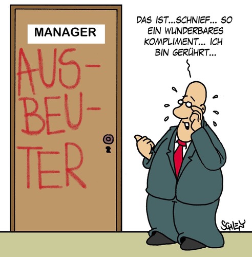 Cartoon: Kompliment (medium) by Karsten Schley tagged arbeitgeber,arbeitnehmer,wirtschaft,business,jobs,kapitalismus,ausbeutung,geld,arbeit,arbeitgeber,arbeitnehmer,wirtschaft,business,jobs,kapitalismus,ausbeutung,geld,arbeit