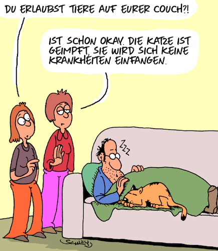 Cartoon: Krank!! (medium) by Karsten Schley tagged liebe,ehe,beziehungen,männer,frauen,alltagsleben,tiere,haustiere,katzen,gesundheit,gesellschaft,liebe,ehe,beziehungen,männer,frauen,alltagsleben,tiere,haustiere,katzen,gesundheit,gesellschaft