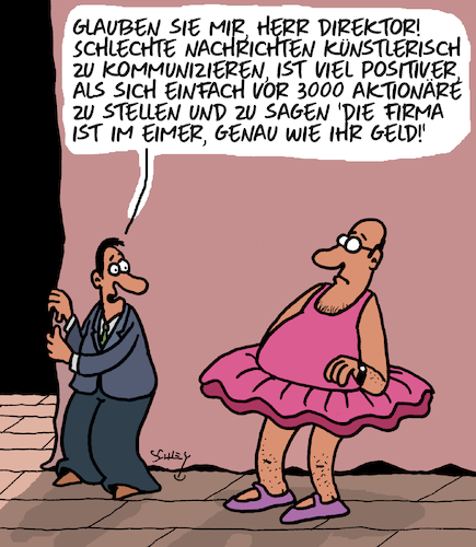 Cartoon: Künstlerisch (medium) by Karsten Schley tagged aktien,aktionäre,investitionen,management,ballett,kunst,tanz,pleite,profite,verluste,wirtschaft,business,finanzkrise,aktien,aktionäre,investitionen,management,ballett,kunst,tanz,pleite,profite,verluste,wirtschaft,business,finanzkrise