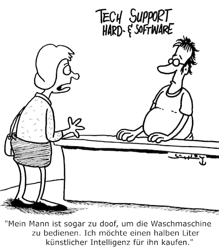 Cartoon: Künstliche Intelligenz (medium) by Karsten Schley tagged technik,ki,forschung,digitalisierung,beziehungen,liebe,männer,frauen,ehe,zukunft,entwicklung,gesellschaft,technik,ki,forschung,digitalisierung,beziehungen,liebe,männer,frauen,ehe,zukunft,entwicklung,gesellschaft