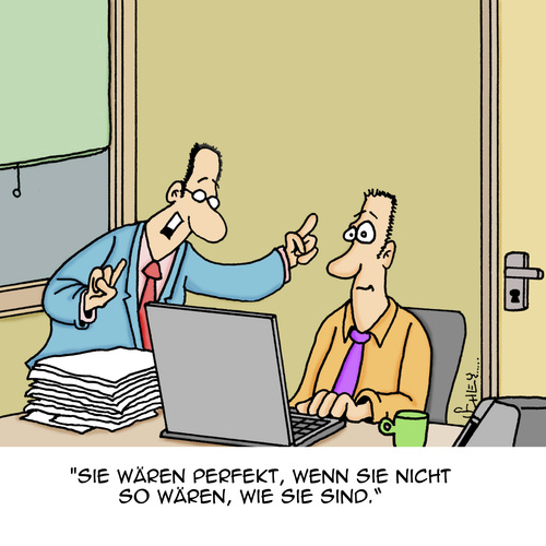 Cartoon: Leben im Konjunktiv (medium) by Karsten Schley tagged büro,arbeit,arbeitgeber,arbeitnehmer,perfektion,jobs,business,wirtschaft,büro,arbeit,arbeitgeber,arbeitnehmer,perfektion,jobs,business,wirtschaft