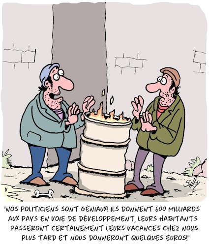 Cartoon: Les politiciens sont geniaux ! (medium) by Karsten Schley tagged pays,en,developpement,pauvrete,politiciens,social,societe,argent,dons,pays,en,developpement,pauvrete,politiciens,social,societe,argent,dons