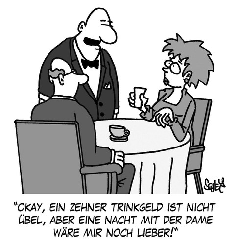 Cartoon: Lieber (medium) by Karsten Schley tagged restaurants,gastronomie,ernährung,wirtschaft,trinkgeld,geld,business,männer,frauen,restaurants,gastronomie,ernährung,wirtschaft,trinkgeld,geld,business,männer,frauen,sex