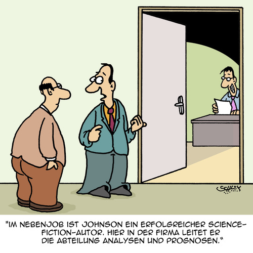 Cartoon: Nebenjob (medium) by Karsten Schley tagged business,wirtschaft,arbeit,jobs,nebenjobs,science,fiction,analysen,prognosen,büro,arbeitgeber,arbeitnehmer,literatur,business,wirtschaft,arbeit,jobs,nebenjobs,science,fiction,analysen,prognosen,büro,arbeitgeber,arbeitnehmer,literatur