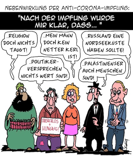 Cartoon: Nebenwirkungen (medium) by Karsten Schley tagged coronaimpfung,medizin,gesundheit,forschung,impfstoff,nebenwirkungen,politik,religion,beziehungen,gesellschaft,coronaimpfung,medizin,gesundheit,forschung,impfstoff,nebenwirkungen,politik,religion,beziehungen,gesellschaft