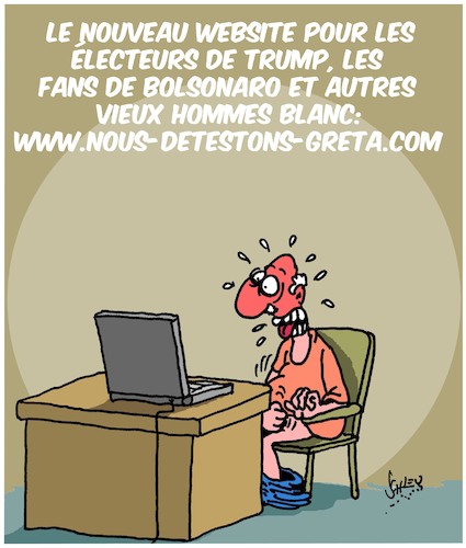 Cartoon: Nouveau Website (medium) by Karsten Schley tagged internet,greta,hommes,environnement,haine,trump,bolsonaro,politique,climat,internet,greta,hommes,environnement,haine,trump,bolsonaro,politique,climat