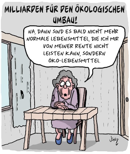 Cartoon: Ökologischer Umbau (medium) by Karsten Schley tagged ökologie,umwelt,renten,einkommen,armut,ernährung,politik,steuern,gesellschaft,ökologie,umwelt,renten,einkommen,armut,ernährung,politik,steuern,gesellschaft