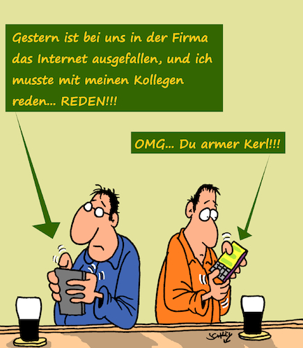 Cartoon: Offline??! (medium) by Karsten Schley tagged internet,online,computer,kommunikation,technik,hacker,sozialverhalten,gesellschaft,internet,online,computer,kommunikation,technik,hacker,sozialverhalten,gesellschaft