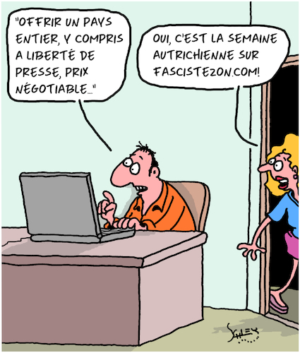 Cartoon: Offre Exceptionnelle (medium) by Karsten Schley tagged politique,autriche,ibiza,corruption,fascisme,oligarques,strache,politique,autriche,ibiza,corruption,fascisme,oligarques,strache