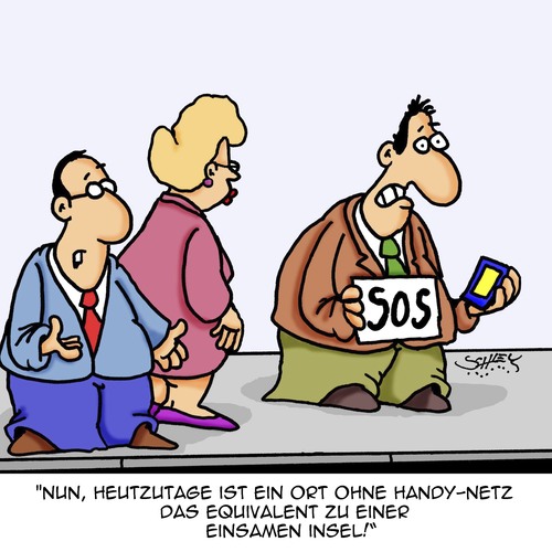 Cartoon: Ohne Netz... (medium) by Karsten Schley tagged handys,kommunikation,internet,technik,computer,netzverbindungen,sozialverhalten,handys,kommunikation,internet,technik,computer,netzverbindungen,sozialverhalten