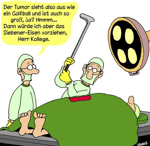 Cartoon: Operation (medium) by Karsten Schley tagged medizin,gesundheit,ärzte,operation,krankenhaus,sport,golf,gesellschaft,deutschland,medizin,gesundheit,ärzte,operation,krankenhaus,sport,golf,gesellschaft,deutschland