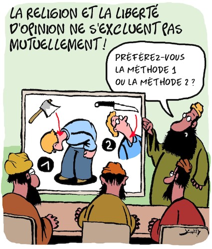 Cartoon: Opinion (medium) by Karsten Schley tagged religion,extremisme,islamisme,politique,terrorisme,religion,extremisme,islamisme,politique,terrorisme