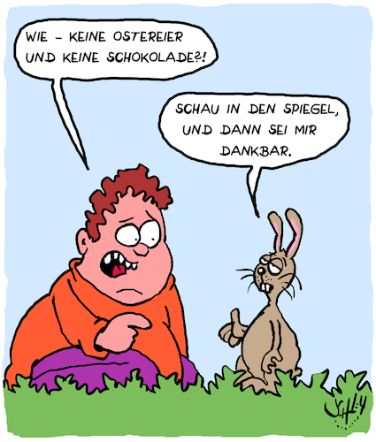 Cartoon: Ostern (medium) by Karsten Schley tagged ostern,feiertage,osterhase,ostereier,süssigkeiten,zucker,übergewicht,kinder,gesundheit,fettleibigkeit,diabetes,mythen,aberglaube,religion,ostern,feiertage,osterhase,ostereier,süssigkeiten,zucker,übergewicht,kinder,gesundheit,fettleibigkeit,diabetes,mythen,aberglaube,religion