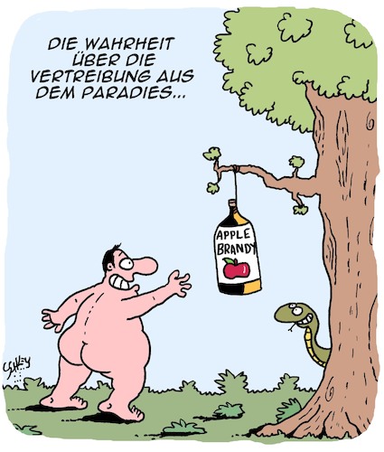 Cartoon: Paradies (medium) by Karsten Schley tagged religion,paradies,adam,und,eva,männer,alkohol,glaube,mythen,legenden,religion,paradies,adam,und,eva,männer,alkohol,glaube,mythen,legenden