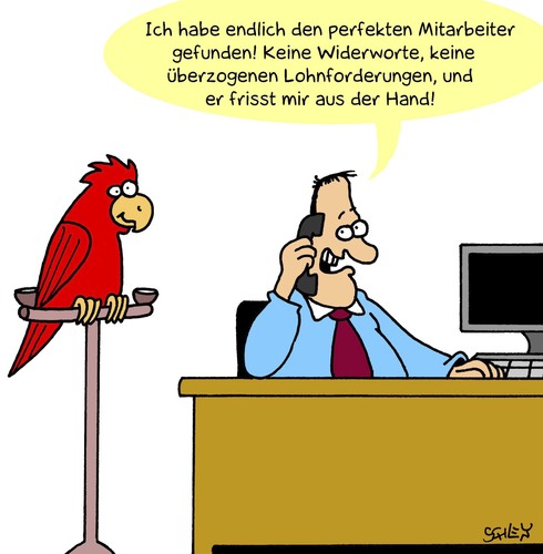 Cartoon: Perfekter Mitarbeiter (medium) by Karsten Schley tagged arbeitgeber,arbeitnehmer,arbeit,jobs,business,wirtschaft,karriere,jobs,arbeit,arbeitnehmer,arbeitgeber,karriere,wirtschaft,business
